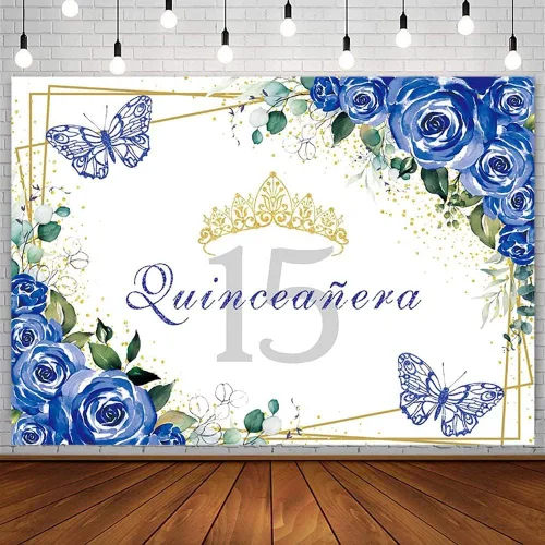 Sendy Telón de fondo de quinceañera de 7 x 5 pies con membrillo de 15 años, suministros de decoración de fiesta de cumpleaños para niña, princesa,