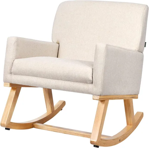 Miniatura 6 de POWERSTONE Sillas mecedoras tapizadas para habitación del bebé, con reposabrazos de mediados de siglo, para espacios pequeños, dormitorio, sala