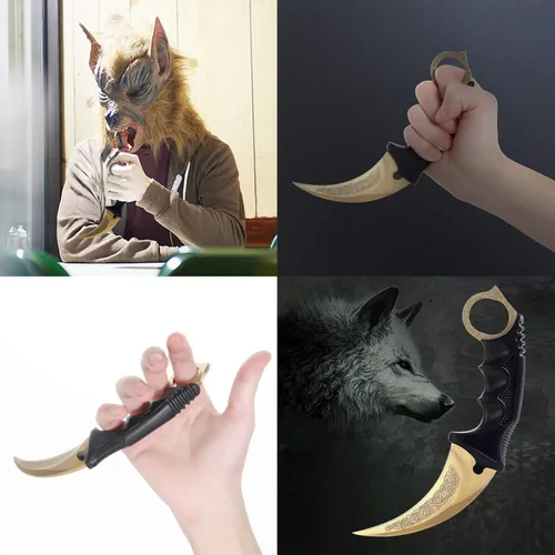 Miniatura 2 de TOPOINT Cuchillo Karambit, cuchillo de hoja fija de acero inoxidable con funda y cuchillo de cordón CS-GO para caza, campamento y supervivencia
