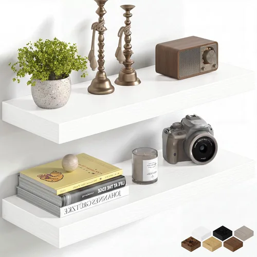 Miniatura 90 de Fun Memories Estantes flotantes de 16 pulgadas para pared, estantes de 8 pulgadas de profundidad para baño, dormitorio, cocina, montaje en pared