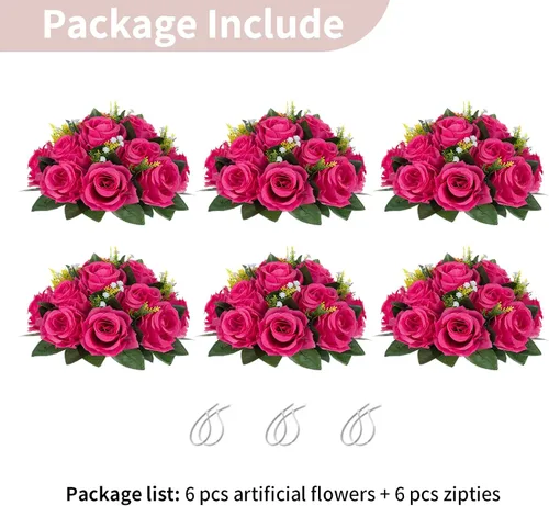 Miniatura 150 de NUPTIO Centros de mesa de flores para mesas de boda: arreglo de bolas de flores artificiales rosa y blanco para bodas, fiestas, 2 piezas de rosas
