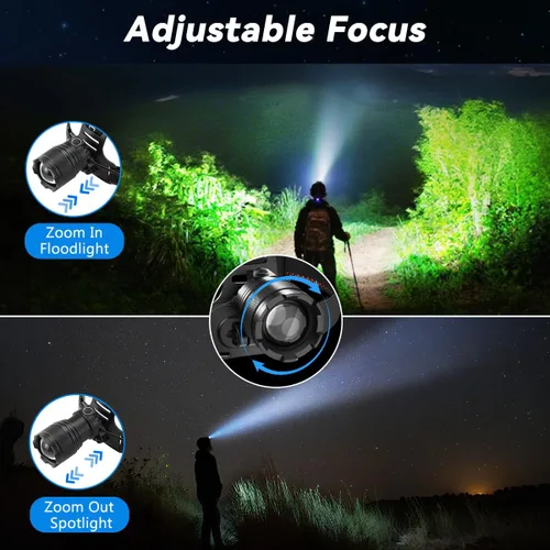 Miniatura 3 de KYEKIO Paquete de 3 Linternas Frontales Recargables para Adultos, Linternas Frontales LED Súper Brillantes Recargables, Luces Frontales de 4 Modos