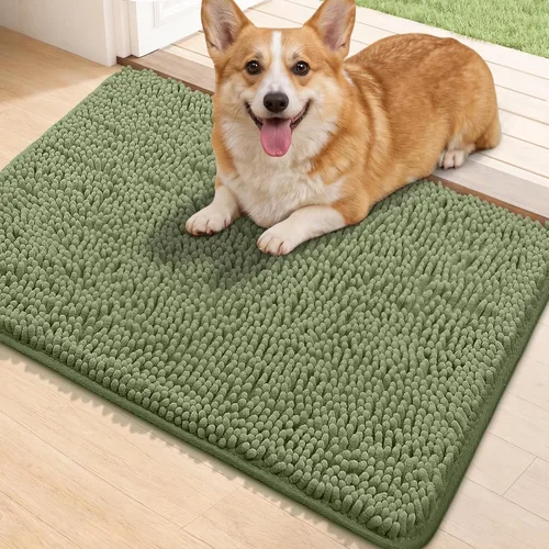 Miniatura 13 de Bcoimo Tapete súper absorbente para puerta de perro, 30 x 20 pulgadas, tapete antideslizante para patas fangosas, alfombras para mascotas para patas