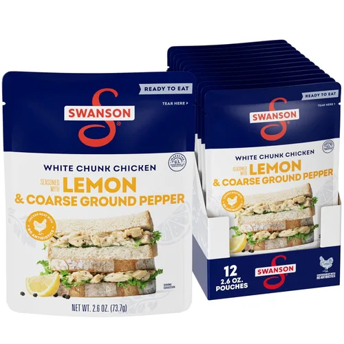 Miniatura 27 de SWANSON S Ajo y Hierbas Pollo Blanco en Trozos Totalmente Cocinado, Listo para Comer, Comidas Simples Para Llevar, Bolsa de 2.6 OZ (Caja de 12)