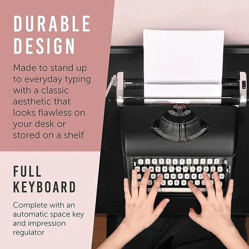 Miniatura 4 de Máquina de escribir manual, estilo retro tradicional para escritores, máquina de escribir mecánica antigua para notas, letras o escritura creativa