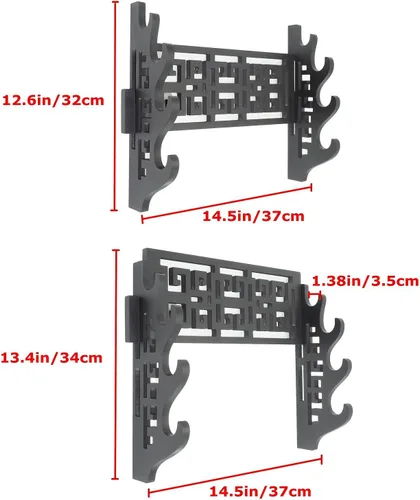 Miniatura 3 de Soporte para espada de 4 niveles, soporte de pared para espada samurái, soporte de espada para Katana Wakizashi y espadas estándar (clásico)