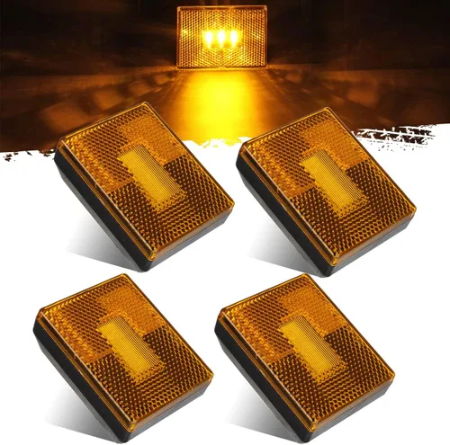 Partsam 4 luces de marcador lateral ámbar para remolque RV con reflector reflejo, luces LED rectangulares de 2-4/5 pulgadas para remolque