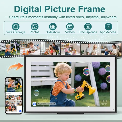 Miniatura 6 de Canupdog Calendario digital de 15.6 pulgadas 2026-2027 – Pantalla táctil HD inteligente de fotos para horarios familiares, calendario electrónico