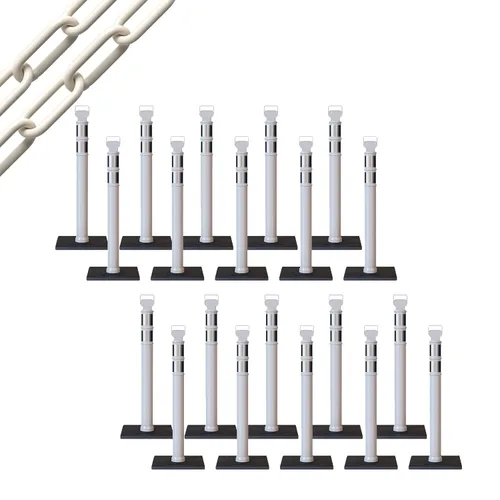 Miniatura 35 de Trafford Industrial - Juego de 20 postes de delineador de 45 pulgadas, collares reflectantes de 3 pulgadas, base de goma de 10 libras