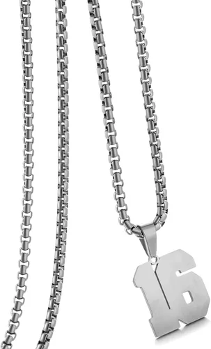 Miniatura 55 de Collar de Número Dorado para Hombre, Cadena de Acero Inoxidable con Colgante de Número para Atletas, Joyería Deportiva Personalizada para Niños