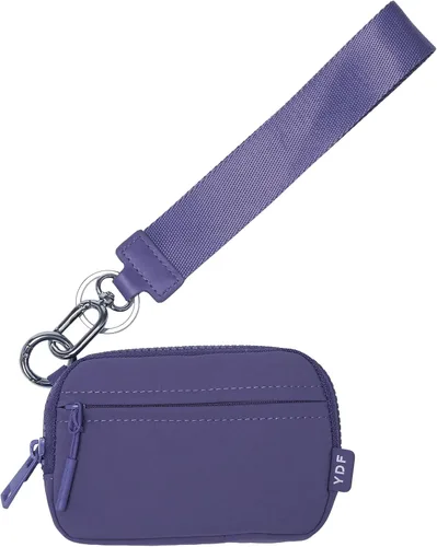 Miniatura 9 de YDF Cartera de nailon RFID de 2ª generación para mujer, cartera de pulsera con ventana de identificación, ranura para lápiz labial y llavero