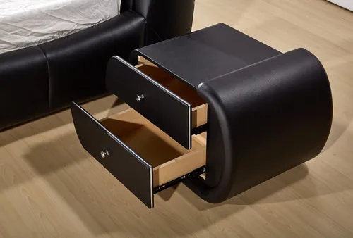 Miniatura 2 de Container Furniture Direct Thompson Collection - Mesita de noche contemporánea tapizada de piel sintética con tiradores de cajón cromados, estándar