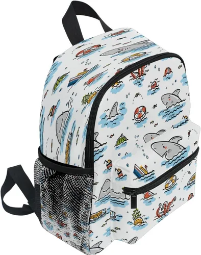 Miniatura 2 de ZOEO Toddlers Backpack Kids Doodle Cute Shark Animal Summer Childish Bookbag for Boys Girls 3-6 Years Children Preschool Kindergarten Cute Mini Bags