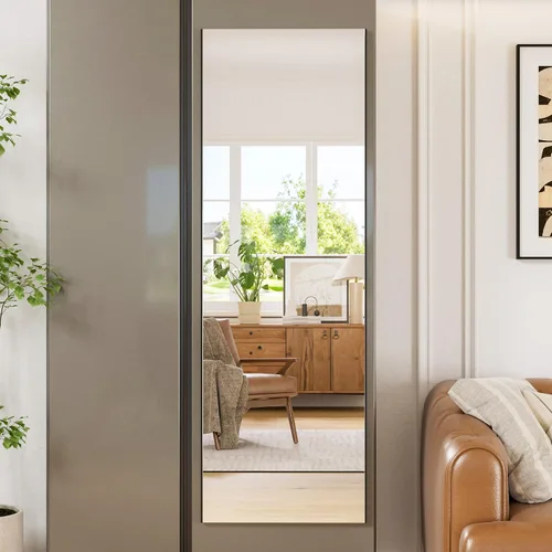 brisafe Espejo magnético de pared de 59 x 20 pulgadas, espejo de longitud completa con instalación sin herramientas, nanocristal inastillable, ultra