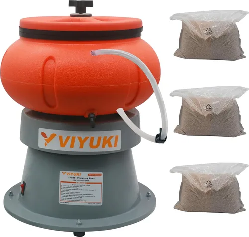 Vaso de pulido vibratorio eléctrico de 18 libras - Máquina de pulido para partes metálicas (18 libras y medio de cáscara de nuez)