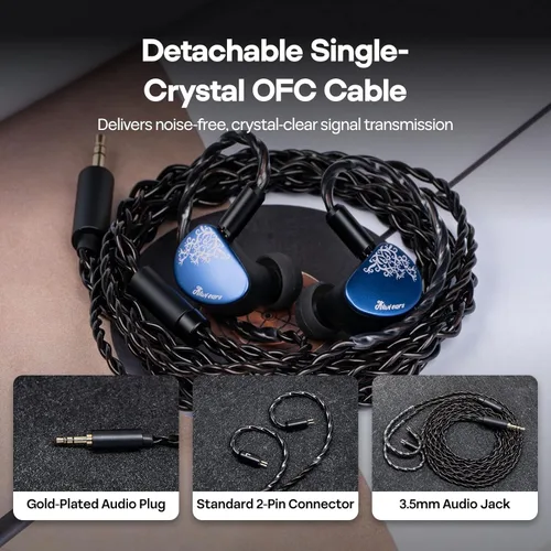 Miniatura 7 de Linsoul Kiwi Ears Cadenza II - Monitor de oído de titanio de 0.394 pulgadas, auriculares IEM con cable de alta fidelidad con KARS 2.0, equilibrio