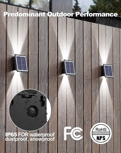 Miniatura 7 de Luces solares de pared para exteriores, 6500 K, 3000 K, paquete de 4 luces de pared de 1500 mAh alimentadas por energía solar, IP65 para exteriores