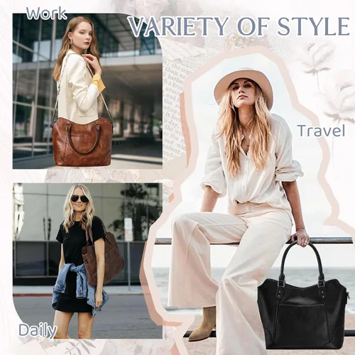 Miniatura 6 de RAVUO Bolso Hobo para mujer, bolso de mano de cuero vegano con asa superior, bolso de hombro elegante para mujer, bolso cruzado con correa
