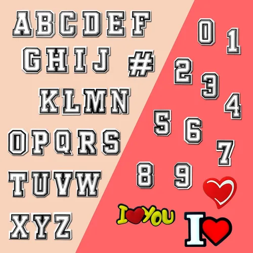 Miniatura 7 de XZYPLHJ Dijes de letras para decoración de zapatos, 74 letras + paquete de 6 dijes de corazón para zapatos, sandalias de zueco, decoración