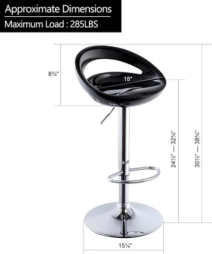 Miniatura 3 de DUHOME Juego de 2 taburetes de bar ABS ajustables giratorios, 2 piezas para isla de cocina, bar y pub (negro)