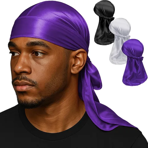 Miniatura 20 de Premium Durag Pack for Men, Silky Doo Rag for 360 540 720 Waves