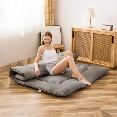 Miniatura 2 de MAXYOYO Colchón japonés de suelo futón colchón, tapete de tatami engrosado de 4 pulgadas, almohadilla para dormir, tapete plegable enrollable