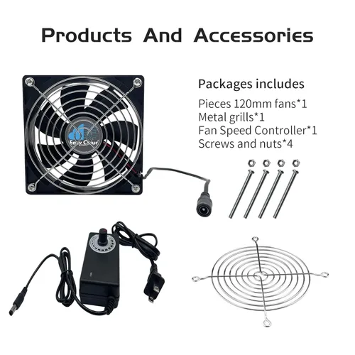 Miniatura 6 de Ventilador de magdalenas de 120 V axial 220 V 110 V con controlador de velocidad variable Ventilador de computadora con enchufe de CA para PC