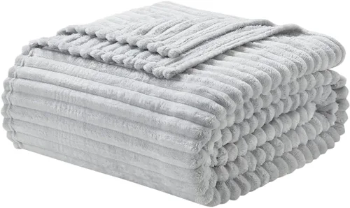 Miniatura 9 de Nestl Manta azul tamaño Queen para cama - Mantas acogedoras y cálidas para mujeres, mantas de felpa grande de vellón para niñas, azul piedra, 90 x