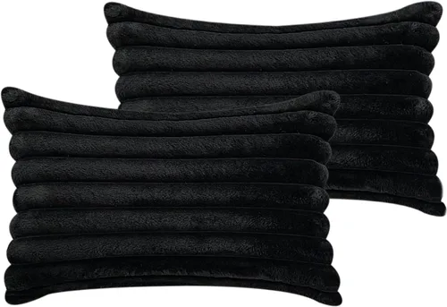 Miniatura 15 de Juego de 2 fundas de almohada de 18 x 18 pulgadas, fundas decorativas de piel sintética para cama, funda de almohada suave y esponjosa con respaldo