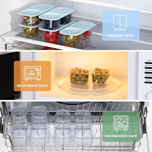 Miniatura 3 de Paquete de 10 recipientes reutilizables para aperitivos con tapas, 2 compartimentos, caja pequeña de aperitivos Bento, sin BPA, accesorios