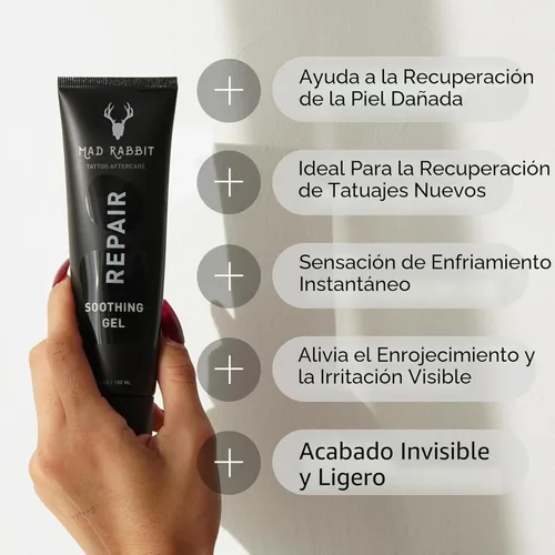 Miniatura 2 de Mad Rabbit Gel calmante e hidratante para el cuidado posterior del tatuaje como se ve en Shark Tank, suministros de tatuaje premium para el nuevo