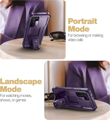 Miniatura 4 de Dexnor Funda para Samsung Galaxy S21 FE, [protector de pantalla y soporte integrados] Protección de grado militar resistente a prueba de golpes