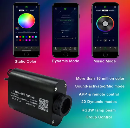 Miniatura 2 de Kits de luces LED Bluetooth Azimom 16W RGBW de fibra óptica, estrella de techo, 150 piezas, 0.03 pulgadas, 6.5 pies, sensor, modo música, control