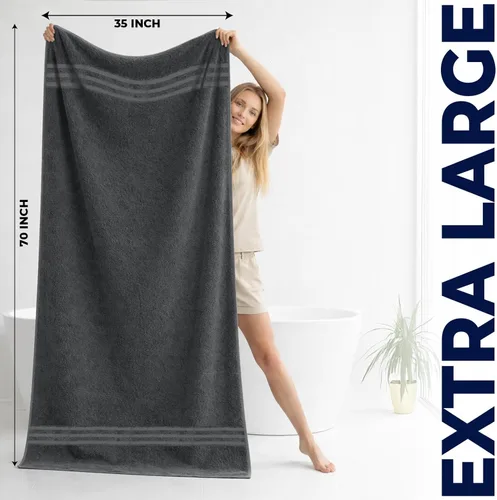 Miniatura 3 de DAN RIVER Paquete de 2 toallas de baño extra grandes de 35 x 70 pulgadas, toallas de baño grandes para adultos, juego de toallas de gran tamaño Gris