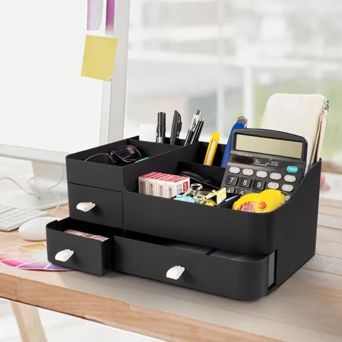Miniatura 5 de Organizador de maquillaje para tocador, organizador grande de encimera con cajones, almacenamiento de cosméticos para el cuidado de la piel