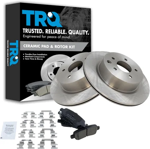Miniatura 143 de TRQ Kit de rotor de freno trasero y pastillas de cerámica Posi premium compatible con camioneta Chevy GMC