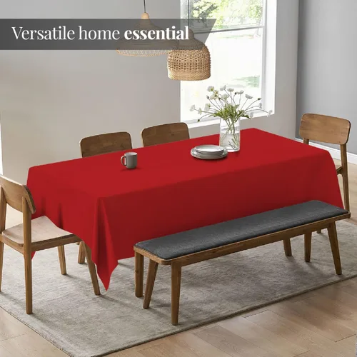 Miniatura 5 de Mantel rectangular de 60 x 102 pulgadas, mantel para mesas de 6 pies, poliéster lavable Rojo