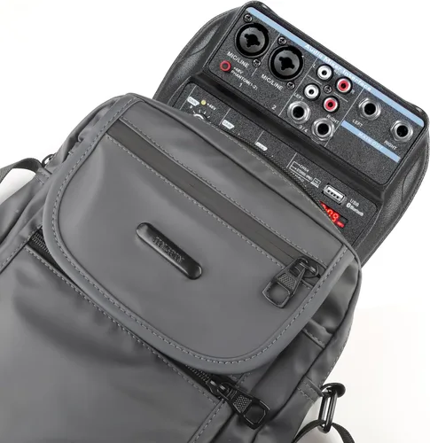 Miniatura 5 de Dj Mixers - Mezclador de audio de 4 canales con Bluetooth, interfaz de audio USB portátil con alimentación fantasma de 48 V, tablero mezclador