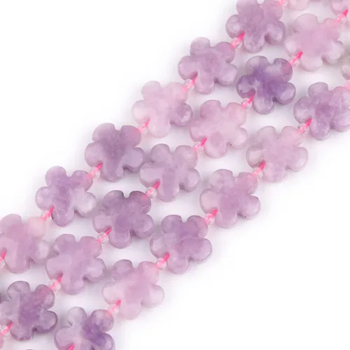Miniatura 25 de GEM-Inside - 26 cuentas semipreciosas de 0.594 pulgadas (0.591 in) con diseño de flores de plantas naturales de África Bood Jasper para hacer joyas