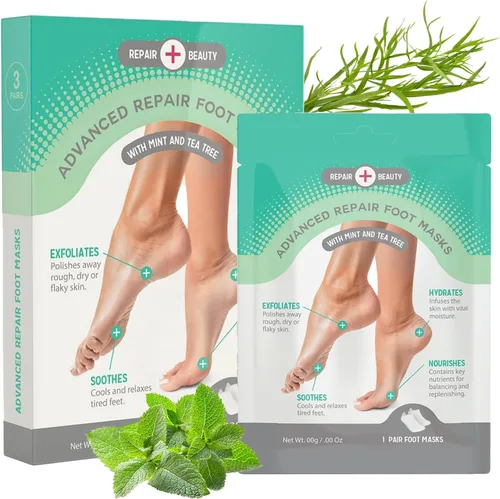 Calcetines hidratantes para pies de menta y árbol de té, hidratan el talón seco y agrietado, alivia los pies cansados, mascarillas exfoliantes para