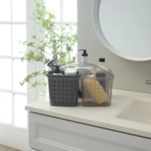 Miniatura 6 de Bath Bliss 2 en 1 portátil, organizador de ducha y baño para champú, acondicionador, jabón y cosméticos, en bolsa de baño gris (26118-GRIS)