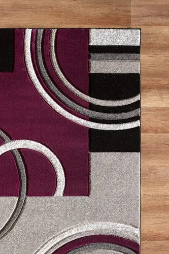 Miniatura 3 de GLORY RUGS Alfombra de área moderna de 8x10 pies morada, suave, tallada a mano, alfombra de piso contemporánea con textura esponjosa premium