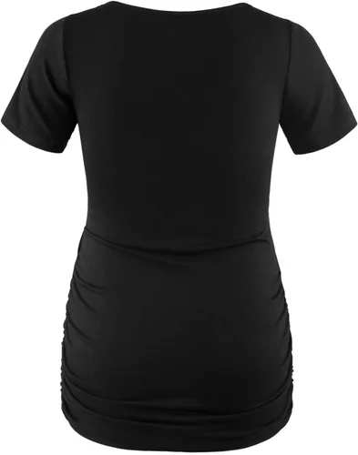 Miniatura 105 de GINKANA Blusas de maternidad de manga corta, diseño floral, fruncido, casual, para mamá, para embarazo