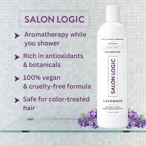 Miniatura 3 de SalonLogic Champú limpio y puro para uso diario, lavanda, productos de calidad de salón, tratamiento de queratina, aroma natural, hidratante