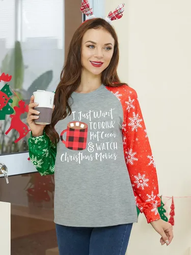 Miniatura 3 de Anbech Merry Christmas Trees Graphic Shirt Women Funny Car Graphic Xmas Top Long Sleeve Vacation Pullover