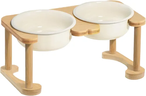 Tazones elevados de cerámica para perros, cuenco elevado de porcelana para perros con soporte antideslizante, platos de alimentación de mascotas