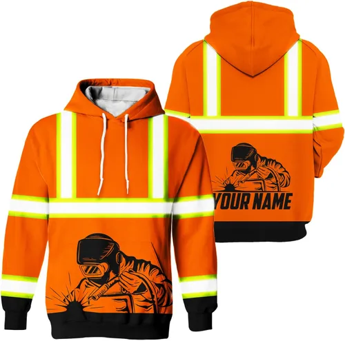Miniatura 36 de Sudadera con capucha de alta visibilidad para hombres - Colección de trabajos con nombre personalizado Clase 3 Ropa de trabajo reflectante