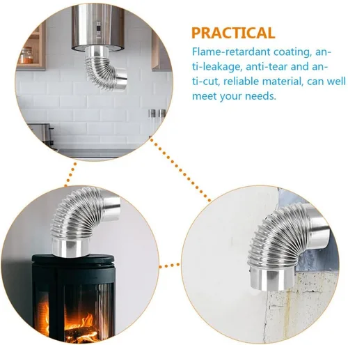 Miniatura 6 de Ciieeo Tubo de chimenea de acero inoxidable con ventilación de escape para codo de estufa de leña