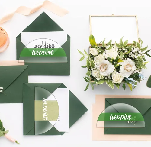 Miniatura 7 de Bucherry 30 tarjetas de lugar de acrílico transparente para bodas, 2 x 4 pulgadas, tarjeta de número de mesa de medio círculo, placa