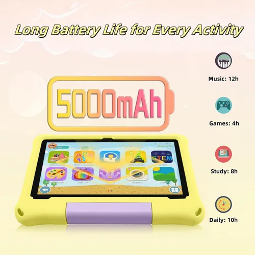 Miniatura 4 de Tabletas Android 15 – Tableta para niños de 10 pulgadas con funda, Octa-Core, 8 GB+64 GB de almacenamiento (expandible a 1 TB), cámara dual